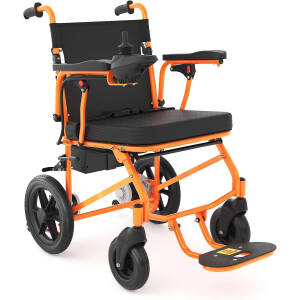 Lightweight Electric Wheelchairs for Adults,Motorized Wheelchair Power Portable Wheelchair,500W Motor Airline Approved Sunshine Orange