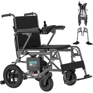Electric Wheelchair for Adults Lightweight Foldable Electric Wheelchair for Seniors Power Motorized Wheelchair (Darkgrey)