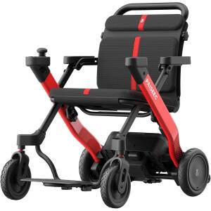 Foldable Electric Wheelchair for Adults & Seniors, Power Wheelchair Walker Combo with Height-Adjustable Handles, Airline Approved, Travel Size, 18 Miles Range, Motorized Wheelchair, Red, Paiseec W1