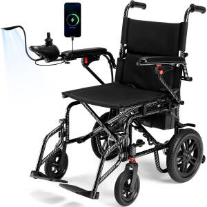 Electric Wheelchairs for Adults, Portable Motorized Wheelchair for Seniors, 15 Miles Longer Range, All Terrain Power Wheelchair Support 286 lbs with USB Interface and LED Light (Black)