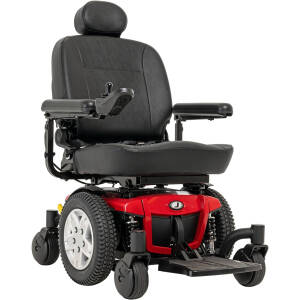 Pride Mobility Jazzy 600 ES Group 2 Power Chair, Nylon, Red, Mid Wheel Drive Power Chair for Adults, 300 lbs. WC, Up to 4 MPH, 24.8 Miles Range Per Charge