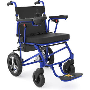 Electric Wheelchairs for Adults Lightweight Foldable, 20 Miles Long Range Travel Motorized Power Wheelchair for Seniors, Blue