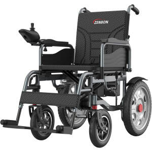 All-Terrain Electric Wheelchair for Adults Seniors Disabled - Foldable Lightweight Power Mobility Scooter, 15 Mile Range, 6 MPH, Dual 250W Motor Electronic & Hand Brake, Anti-Tip Wheels ZENBON 602A