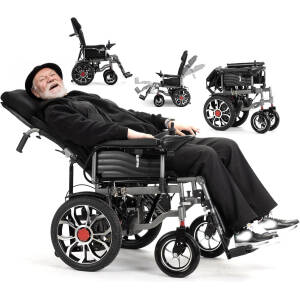 Reclining Electric Wheelchair,Portable Folding Power Wheelchair for Adults,20Miles Travel Range Lightweight All Terrain Motorized Wheelchair for Seniors,Airline Approved,Supports 350 lbs