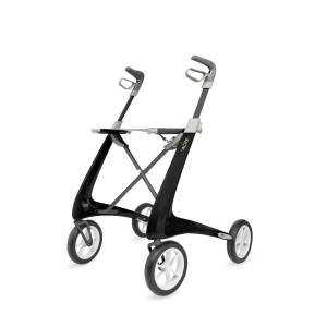 byACRE Carbon Ultralight Rollator Walker with Organizer Bag, Regular Track, 16.5" x 24" Seat (W x H), Black