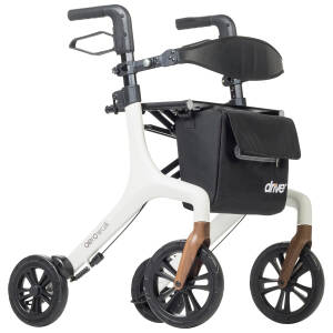 Drive Medical AeroWalk Ultra-Lite Rollator Foldable Rollator Walker with Seat Lightweight Adult Walkers with 4 Wheels - Folding Rolling Walker for Women, Men and Seniors, Only 14.5 Pounds - White