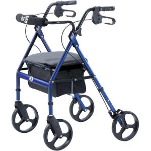 Hugo Mobility Portable Rollator Walker with Seat, Backrest and 8 Inch Wheels, Blue