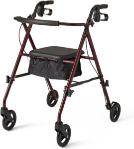 Medline Ultralight Rollator with 6" Wheels, Burgundy