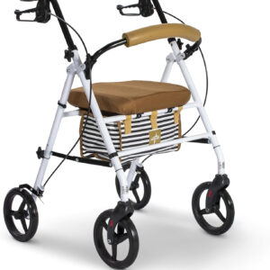 Medline Foldable Steel Rollator with Microban* Protection, 8" Wheels, Comfortable Seat, 300 lbs, Weight Capacity, White