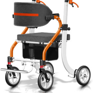 Nihhcune 4-in-1 All-Terrain Upright Rolling Walker Wheelchair Combination, No Installation, One-Step Folding Walker with Seat, Rollator Walker with Storage Bag for Seniors & Adults of Different Height
