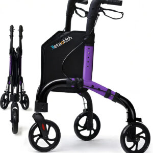 Premium 3 Wheel Rollator Walker for Seniors, Lightweight Foldable Elderly Three Wheeled Rollator with Storage Bag, Aluminum Mobility Aid Rolling Walker