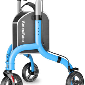 3 Wheel Walkers for Seniors, Lightweight Foldable Aluminum Rollator Walker, Height Adjustable Three Wheel Walker, Blue