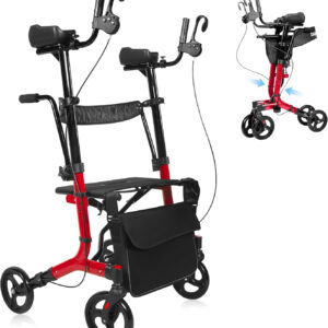 Superrio Walkers for Seniors, Rollator Walker with Seat, Drive Upright Walkers for Seniors with 4 Wheels, Lightweight Rolling Adult Walker with Seat and Brakes, Andador para Adultos Mayores (Red)