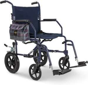 Medline Foldable Transport Chair w/Microban for Seniors & Post-Surgery Patients (300 lb. Weight Capacity), Navy