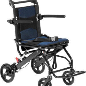 VEVOR Wheelchair, Aluminum Alloy Ultra-Lightweight Transport Chair for Adults, Foldable Wheelchair with Flip-Back Desk-Length Arms, Self-Locking Brake, 15.75-Inch Wide Seat, 220lbs Weight Capacity