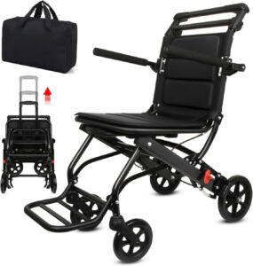 World's Lightest (Only 15lbs) Transport Wheelchairs with Telescopic Handle, Folding Transport Wheelchairs for Adults and Seniors Support 220lbs