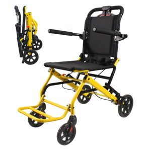 Ultra-Light 18lbs Portable Wheelchair for Seniors & Adults - 220lbs Max Weight, 16.2" Comfy Seat - Travel & Daily Home Use (Yellow)