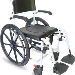 KMINA PRO - Shower Wheelchair, Adjustable Chair with Wheels for Disabled Adult, Self Propelled, Black