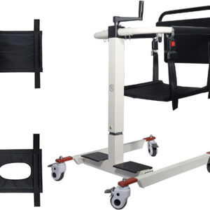 Patient Lift Transfer Chair Lift for Home Wheelchair,Portable Car Lift Bedside Commode Chair Steel Lift Aid, Adjustable Height Bathroom Wheelchair for Caregivers Elderly Living (Without Bedpan)