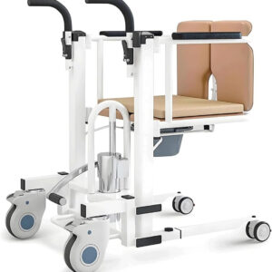 Hydraulic Patient Lift Transfer Chair for Home - 330 lb Capacity Commode Wheelchair Transfer Devices, 180° Split Seat for Elderly & Disabled, Safe Transfers from Bed to Shower/Toilets/Cars
