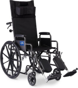 Medline Reclining Wheelchair, Desk-Length Arms and Elevating Leg Rests, 16" x 18" Seat (W x D)