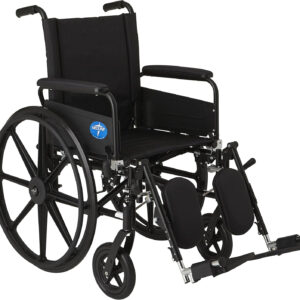 Medline Premium UltraLightweight Wheelchair with FullLength FlipBack Arms and Elevating Leg Rests for Extra Comfort 18” Seat, No, 1 Count