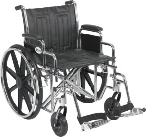 Drive Medical Sentra EC Heavy Duty Bariatric Transport Wheelchair with Detachable Desk Arms and Swing-Away Footrests, Black