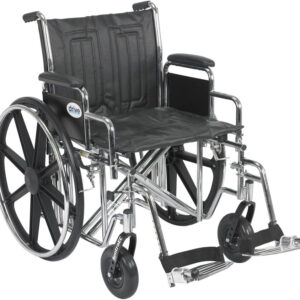 Drive Medical Sentra EC Heavy Duty Bariatric Transport Wheelchair with Detachable Desk Arms and Swing-Away Footrests, Black