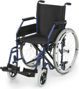 Athena Collection Wheelchair for Adult, Transport Wheelchair Foldable 23.5" Rear Wheel Chair with Flit-Back Armrest Swing-Away Footrest and Brake, 17" Wide Seat Support 300lbs, Blue
