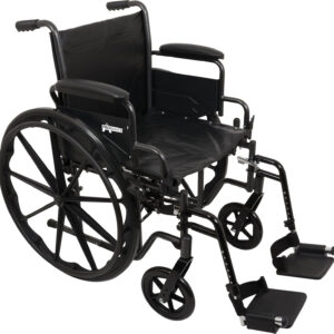 ProBasics Comfort Standard Wheelchair - Height Adjustable Seat - Flip Back Desk Arms - 300 Pound Weight Wapacity - Black - Swing-Away Footrest - 16" x 16" Seat