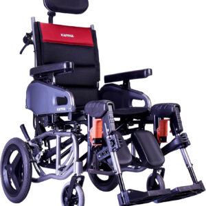 Karman Healthcare K-VIP2 43 lbs Tilt-in-Space and Reclining Transport Wheelchair with Removable Footrests in Diamond Black, 18" x 18" Seat