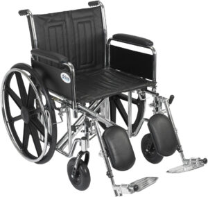Drive Medical Sentra EC Heavy Duty Bariatric Transport Wheelchair with Detachable Full Arms and Elevating Leg Rests, Black