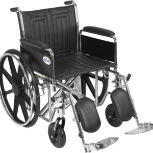 Drive Medical Sentra EC Heavy Duty Bariatric Transport Wheelchair with Detachable Full Arms and Elevating Leg Rests, Black