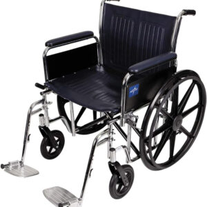 Medline Excel Extra-Wide Wheelchair, 20" Wide Seat, Full-Length Arms, Swing Away Footrests, Chrome Frame