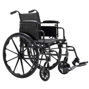 Dynarex DynaRide Series 4 X-Lite Wheelchair with Foot Rest, Black Nylon Upholstery, and Weight Capacity of 300 Pounds, Silver Frame, 1 DynaRide Series 4 X-Lite Wheelchair with Foot Rest