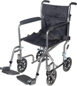 Drive Medical Folding Wheelchairs Bundle - Silver Sport 1 with Full Arms and Swing-Away Footrest Plus Lightweight Transport with Swing-Away Footrest