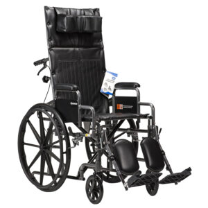 Dynarex 10238 DynaRide Reclining Wheelchair with Detach Desk Arm E, Silver Vein, 16" x 16" Seat Size, 50.8" Length, 24.4" Width, 49.4" Height
