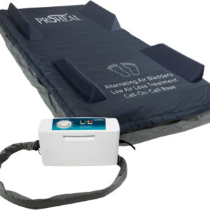 Low Air Loss Alternating Pressure Mattress - 36” x 80” x 8” - Cell On Cell Base - Raised Rails - Pressure Mattress for Bed Sores with Silent Air Pump - Stages I-III