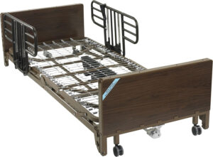 Drive Medical Delta Ultra Light Full Electric Low Hospital Bed Mattress, Half Rails & Innerspring