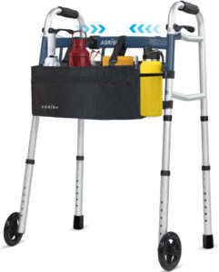 Agrish Narrow Walkers with Storage Bag - Width Height Adjustable Walker, Lightweight Folding Walkers for Seniors Handicapped & Disabled, Up to 350 lbs