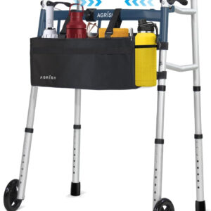Agrish Narrow Walkers with Storage Bag - Width Height Adjustable Walker, Lightweight Folding Walkers for Seniors Handicapped & Disabled, Up to 350 lbs