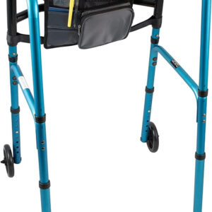 Folding Walker by Carex Health Brands with 5" Wheels, Glides, and Organizer