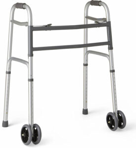 Medline Heavy-Duty Bariatric Folding Walker with 5” Wheels and Durable Handles, 500 lb. Weight Capacity