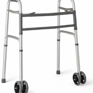 Medline Heavy-Duty Bariatric Folding Walker with 5” Wheels and Durable Handles, 500 lb. Weight Capacity