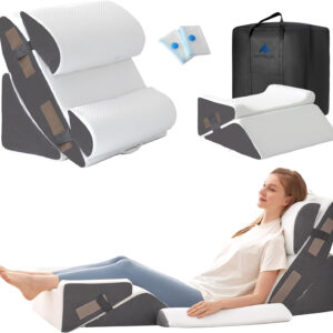 6PCS Wedge Pillow Set for After Surgery, Bed Wedge Pillow Post Surgery, Wedges Pillows for Back Pain Relief, Acid Relux, Sit Up Pillow for Beds, Beds Wedges & Body Positioners, White/Grey