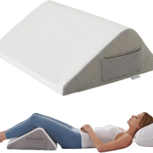 Knee Pillow for Back Sleeping, Leg Pillow Knee Wedge Pillow, Memory Foam Wedge Pillows for Legs Post Surgery, Triangle Pillow for Knee Support, Leg Elevation, Knees Hip Back Pain Relief, White