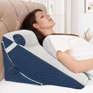 Bed Wedge Pillow for Sleeping, Adjustable Wedge Pillow Set for After Surgery, Elevated Triangle Pillow for Acid Reflux and Back Pain Relief, Post Surgery, Snoring, Back Support(Navy Blue)