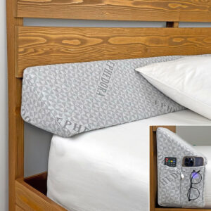 Bed Wedge Pillow for Headboard Gap Filler King Size - High Density Memory Foam Headboard Pillow Wedge Prevents Items Falling - Triangle Mattress Spacer with Pockets