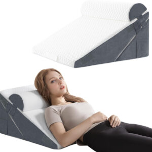 Ganondorf Wedge Pillow Headboard Orthopedic Bed Wedge Pillows Set for Sleeping Adjustable Premium Foam Elevated Triangle Body Pillow for Bed Sitting Up