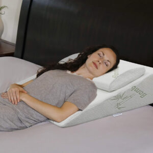 InteVision Foam Bed Wedge Pillow (26" x 25" x 7.5") and Headrest Set, 2" Memory Foam Top - Helps Relief from Acid Reflux, Post Surgery, Snoring
